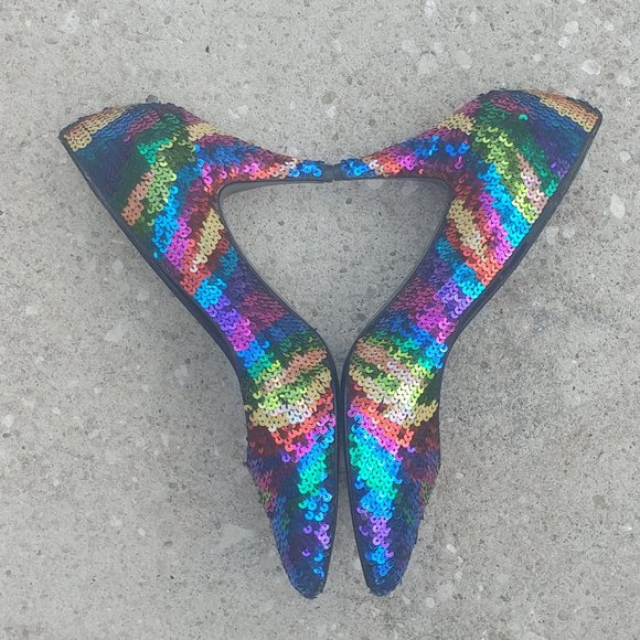 Vintage Shoes - RELISTING SOON Beverly Feldman / Frankie & Baby SEQUIN Heels Sz8B